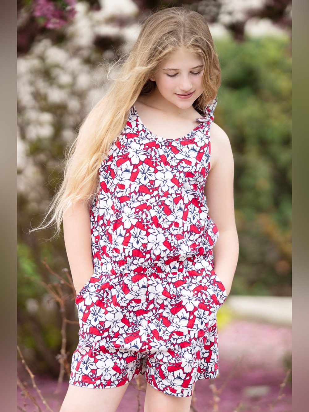Vineyard Vines for Target Girl’s Hibiscus & Whale Print Sleeveless Romper